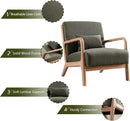 INZOY Mid Century Modern Accent Chair with Wood Frame, Upholstered Living Room Chairs with Waist Cushion, Reading Armchair for Bedroom Sunroom (Green) by CozyNest Decor