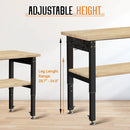 Albott 48" Adjustable 2-Tier Workbench with Solid Wood Top, Max 2000lbs Capacity, Built-in Power Strip with 4 AC Outlets & 2 USB Ports, Pegboard & 20 Hooks, Shop Garage Office by GreenHaven Gardens