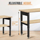 Albott 84" Adjustable 2-Tier Workbench with Solid Wood Top, Max 2000lbs Capacity, Built-in Power Strip with 4 AC Outlets & 2 USB Ports, Pegboard & 20 Hooks, Shop Garage Office by GreenHaven Gardens