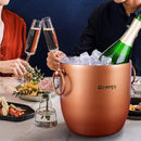 Ice Bucket with Lid, Scoop, Tongs and Strainer - Well Made Insulated Stainless Steel Keep Ice Frozen Longer - Ideal for Cocktail Bar, Parties, Chilling Wine, Champagne - 3 Liter (Copper) by CozyNest Decor