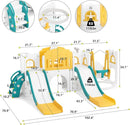 JOYLDIAS 10 in 1 Toddler Slide, Double Kid Climber Slide Playset w/Swing, Basketball Hoop, Telescope, Tunnel, Storage Space and Non-Slip Steps, Indoor Outdoor Backyard Playground Toy for Toddlers by TinyTreasures Baby Boutique