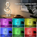 Modern Spiral Table Lamp, 7 Colors 10 Light Modes LED Nightstand Small Lamp with USB C+A Ports, Touch Dimmable Lamps for Living Room Bedroom Bedside, Unique & Cool Lamps,Silver by CozyNest Decor