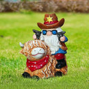 Solar Highland Cow Gnome Statue - Hand-Painted Resin Outdoor Decor for Garden & Yard, Unique Mothers Day Birthday Gifts for Grandma Women (Weatherproof) by CozyNest Decor