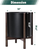 D'vine Dev Planter Pot with Stand - 14 Inch Plastic Cylinder Flower Pot with Wood Planter Holder for Indoor, Matte Black Pot + Walnut Color Stand, 55-C-R-2 by GreenHaven Gardens