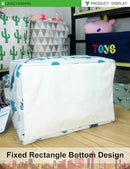 LANGYASHAN Rectangular Storage Bin Collapse Canvas Fabric Cartoon Storage Basket with Handles for Organizing Home Kitchen Boys and Girls Toys Office Closet Shelf Baskets (Rec green dinosaur) by TinyTreasures Baby Boutique