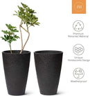 LA JOLIE MUSE 20inch Tall Black Planters Set of 2,Large Planters for Outdoor Plants,Flower Containers for Front Porch, Honeycomb by CozyNest Decor