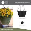 The HC Companies Wrapt Hanging Planters - Lightweight Plant Pot Hanger for Hanging Plants, Vegetables & Herbs - Outdoor & Indoor Hanging Basket for Plants (11" Black, Pack of 2) by CozyNest Decor