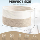 Cotton Rope Woven Storage Basket, Used for Baby Hamper Toy Organizer, Gift Baskets Empty,Kids Laundry Basket,Baby Blanket Basket. Size 15x10x8.7 Inches. (White&Brown-3PCS) by TinyTreasures Baby Boutique