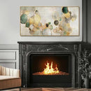 Gold Circle Modern Artwork Framed Abstract Wall Art Green Canvas Decor 24"x48" Wall Decorations for Bedroom Living Room Kitchen by CozyNest Decor
