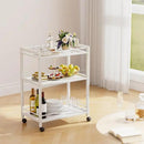 HITNET White Bar Cart, Home Bar Serving Cart, Kitchen Trolley on Wheels with Storage, 3 Tier Rolling Beverage Cart for Living Room Kitchen Home Office by CozyNest Decor