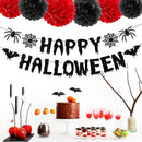 Red Black Happy-Halloween Party Decorations - 13PCS Spider Web Bats Streamers Banner ,Paper Flowers Lanterns Tissue Pom Poms Fans, Classroom Birthday Bachelorette Hanging Supplies Decor Hugfond by CozyNest Decor