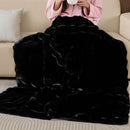 Faux Fur Black Thick Soft Throw Blanket 60X80 for Bed Couch Gift Office Chair Bunny Faux Rabbit Fur Blanket Decorative Warm Throw Blanket 860 GSM by CozyNest Decor