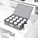 YearningHome Cup and Mug Storage Box with Hard Shell and Dividers for Coffee Mugs,Tea Cups and Glasses,Stackable Storage Organizers with Lid,Handles,Zips and Lable for Moving,Holds 12,2 Pack, Grey by CozyNest Decor