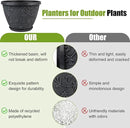 4 Pack 16 Inch Large Plant Pot for Outdoor, Plastic Flower Pot Indoor with Drainage Hole & Saucer, Modern Decorative Garden Pot, Imitation Magnolia Garden Pots for House Planters（Gray） by CozyNest Decor