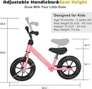 Toddler Balance Bike Toys for 2 to 5 Year Old Girls Boys Adjustable Seat and Handlebar No-Pedal Training Bike Best Gifts for Kids by TinyTreasures Baby Boutique