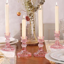 12PCS Pink Candlestick Holders Set- 4" H Taper Candle Holders, Glass Candle Holders Bulk for Wedding, Party, Home Table Centerpieces, Festival Gifts & Windowsill Decor by CozyNest Decor