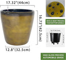 Dexceder 18x17 Self Watering Planter with Wheels Indoor Outdoor, Inner Pot Design, Thickened Large Floor Standing Flower Plant Pot with Water Level Indicator (Yellow Brown Gradient) by CozyNest Decor