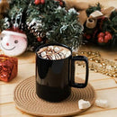 E-liu Porcelain Tea Mugs Coffee Mug Set, Large 15 Ounces Cups for Coffee, Tea, Cocoa, and Mulled Drinks, Set of 6, Black by CozyNest Decor
