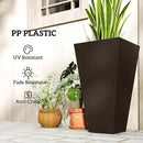 Outsunny Tall Planters for Outdoor Plants Set of 3, 28 in Taper Planters with Drainage Holes, Indoor Grande Plant Pots, Front Porch Decor, Brown by CozyNest Decor