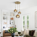 KCO Lighting Gold Cluster Pendant 3-Light Large Glass Pendant Lights Kitchen Island Bubble Globe Chandelier Mid Century Modern Hanging Light by CozyNest Decor