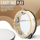Flexzion Wooden Round Tambourine for Kids and Adults 6" Inch Single Row 8 Pair Jingles, Wood Handheld Percussion Instrument for Beginner and Professional Tambourine Player by TinyTreasures Baby Boutique