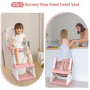 2 in 1 Potty Training Toilet Seat & Toddler Step Stool, Bottom Triangle Stability Toddler Toilet Seat, Adjustable Step & Seat Height Potty Seats for Toddlers Boys Girls (Pink) by TinyTreasures Baby Boutique