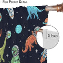 Cartoon Dinosaur Curtains for Kids Boys Girls Home Decor, Astronaut Rocket Funny Outer Space Blackout Rod Pocket Window Drapes for Bedroom Living Room W27.5xL63in 2 Panels by TinyTreasures Baby Boutique
