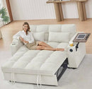 65''Convertible Sleeper Sofa Bed,3-in-1 Pull Out Couch Bed with 360 Degree rotatable Side Table and USB Ports for Living Room,RV (07beige) by CozyNest Decor