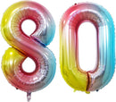 GOER Number 80 Balloons for 80th Birthday Party Decorations,42 Inch Jumbo Foil Helium Balloons for 80th Anniversary (Rainbow) by TinyTreasures Baby Boutique