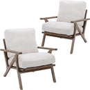 Wahson Set of 2 Mid Century Chair, Upholstered Accent Armchairs, with Wood Frame and Linen Cushions, Leisure Slipper Chair for Living Room/Bedroom, Cream by CozyNest Decor
