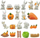21Pcs Mini Rabbit and Carrot Figurines 1inch Cute Resin Bunny Cake Toppers for DIY Fairy Garden Dollhouse Moss Landscape Crafts Easter Decors by GreenHaven Gardens