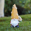 Garden Gnome Statue Solar Powered with Glowing Bees Sunflower Outdoor Funny Resin Figurine Decorations for Patio Yard Lawn Porch Housewarming Ornament Gift by CozyNest Decor