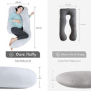 MOON PARK Pregnancy Pillows for Sleeping - U Shaped Full Body Maternity Pillow with Removable Cover - Support for Back, Legs, Belly, HIPS - 65 Inch - Light Grey by TinyTreasures Baby Boutique