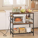 IBUYKE Kitchen Island with Storage, Bakers Rack with Power Outlet,Microwave Stand with Large Worktop,Rolling Bar Cart for Home, Outdoor, Kitchen,Rustic Brown and Black TMJ029H by CozyNest Decor