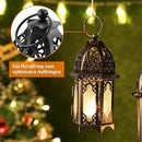Metal Candle Holder 4PCS Transparent Glass Moroccan Style Hanging Lanterns Creative Wedding Home Tabletop Decoration Birdcage, Black by CozyNest Decor