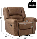 CANMOV Leather Recliner Chair, Classic Breathable Manual Recliner Chair with Comfortable Arm and Back Single Sofa for Living Room, Camel by CozyNest Decor