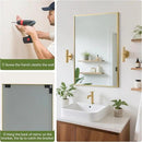 FARMER 16x20 Inch Gold Bathroom Mirror, Rectangle Wall Mounted Mirror, Vanity Mirror, Brushed Square Mirror, Framed Bathroom Mirror for Bedrooms, Entryways, Living Rooms, Horizontal/Vertical by CozyNest Decor