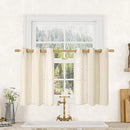 LAMIT Short Window Linen Curtains 36 Inch Length 2 Panels, Beige Light Filtering Panels Bronze Grommet Neutral Drapes for Bathroom/Loft Room, 34 x 36 Inch by CozyNest Decor