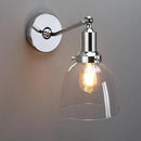 PERMO Industrial Vintage Wall Sconce Chrome Wall Sconce with 6.7" Oval Dome Clear Glass Shade Light Lamp Fixture by CozyNest Decor