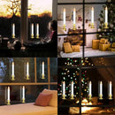 DRomance 9" Flameless Window Taper Candles Battery Operated with 8-Key Remote and Timer, 8 Pack White Christmas Holdiay Window Candles with Gold Holders, Suction Cups and AA Batteries Included by GreenHaven Gardens