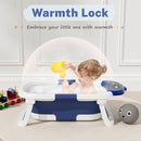 AVIDOR Baby Bathtub,Collapsible Bathtub for Newborn to Toddler,Durable Essential Infant Bath Tub,Portable Travel Baby Tub with Soft Bath Net,No-Slip Feet and Dinosaur Shaped (Navy Blue) by TinyTreasures Baby Boutique