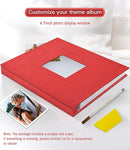 popotop Photo Album Self Adhesive with Picture Display Window,60 Pages DIY Scrapbooking Supplies Kit for 4x6 10x12 Picture,Linen Cover Memory Book for Baby Wedding, with Scraper and Metallic Pen by TinyTreasures Baby Boutique