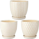 Oairse 4 inches Ceramic Planter Pots 3 Set of Small Round Flower Pots with Drainage Hole and Ceramic Tray for Succulents Cactus Indoor Outdoor Garden Home Windowsill by GreenHaven Gardens