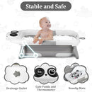 Foldable Baby Bathtub, Lightweight Bathtub for Infants to Toddlers with Soft Cushion & Thermometer, Portable Baby Tub Newborn to Toddler 0-36 Months(Grey) by TinyTreasures Baby Boutique