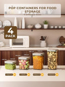 Pop Storage Set – 4 Pack Airtight Food-Grade Containers with Lids, BPA-Free, with Measurement Marks for Flour, Sugar, Pantry Organization by CozyNest Decor