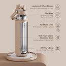 Insulated Water Bottle with Straw - Encool Stainless Steel Water Bottle, Leak-Proof, BPA-Free, Double Wall Vacuum Keeps Cold for 24 Hours for Sports, Travel, School (26 oz, Raw Umber) by CozyNest Decor