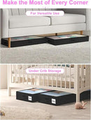 punemi Under Bed Storage Containers, Below 4 Inches Tall Low Profile Foldable Under Bed Storage,No Structure, Soft Fabric Blanket Storage and Clothing Storage with Zipper, 2 Pack, 20x40x3.7in, Black by CozyNest Decor