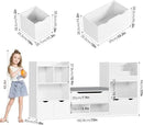 FOTOSOK 72” Kids Bookshelf with Reading Nook, Large Toy Storage Organizer with Seat Cushion and 3 Movable Drawers, Kids Reading Nook Toy Organizers and Storage with Bench for Living Room, White by CozyNest Decor