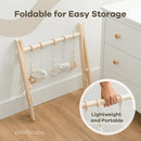 Comfy Cubs Wooden Baby Play Gym - Natural Finish Pinewood Baby Activity Gym with 5 Sensory Hanging Toys - Easy No-Tool Assembly, Safe and Durable for Infant Motor and Visual Development - Natural Wood by TinyTreasures Baby Boutique