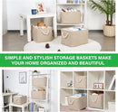 Bidtakay Large Storage Baskets for Shelves 3 Pack Fabric Storage Bins for Organizing Linen Collapsible Organizer for Closet-Flaxen by TinyTreasures Baby Boutique